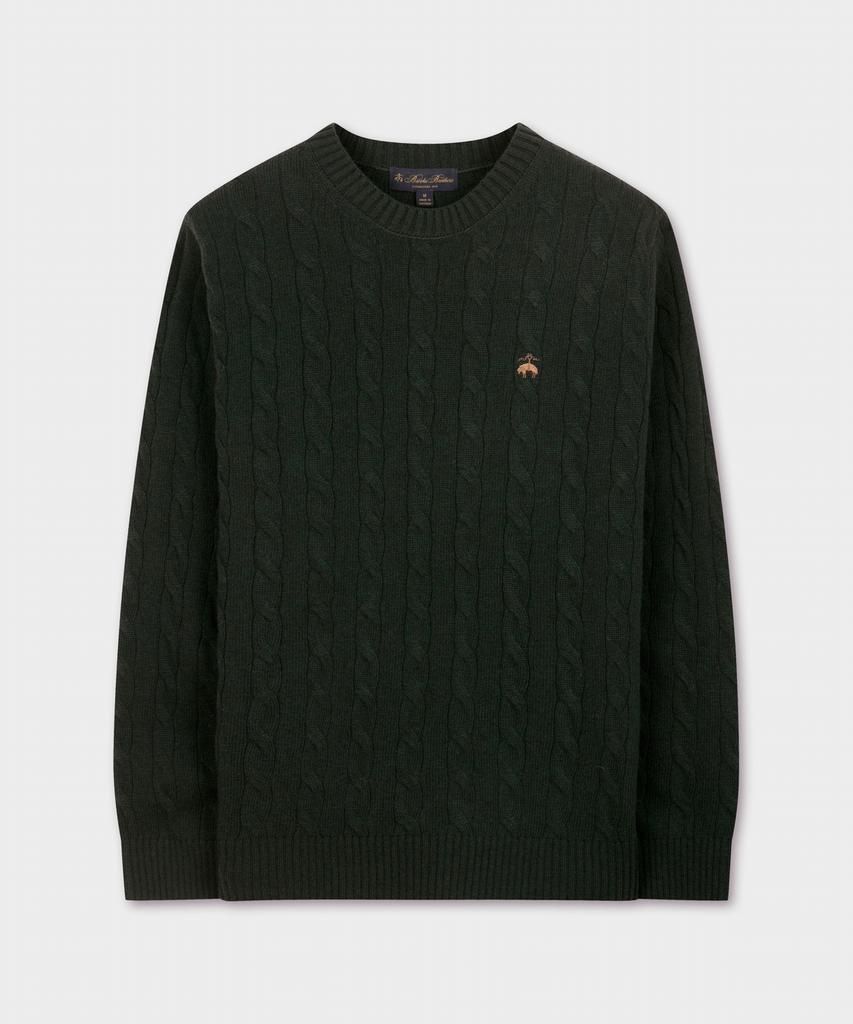 BROOKS BROTHERS Wool Cable Sweater (Dark Green) (Bbwrmbf401)
