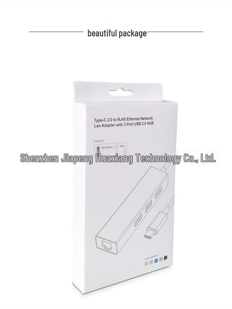4-in-1 USB-C Hub with RJ45 100Mbps Network Converter for Laptops and Desktops