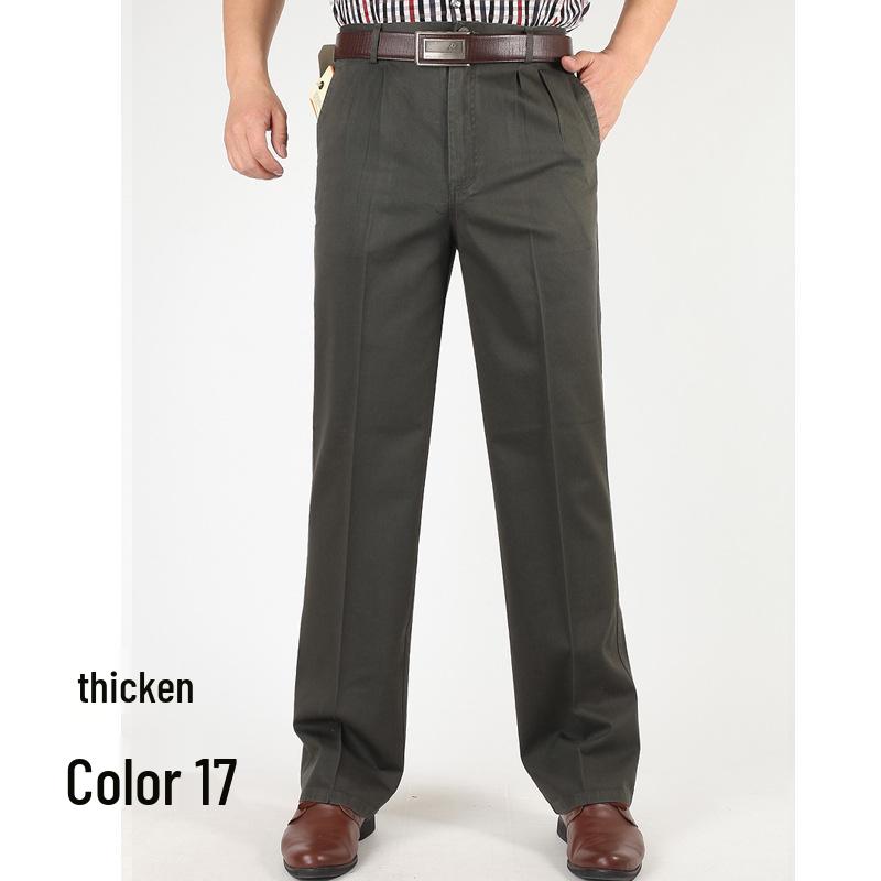 

Мужские повседневные хлопковые брюки с высокой посадкой и двойными складками - Большой размер, Не требующие глажки, для осени и зимы 34 - 90 cm Waist