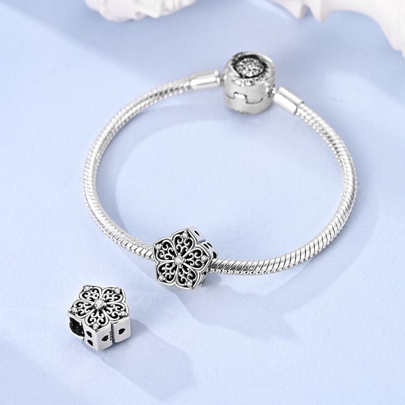 Fit Original Bracelets Bangles Copper Charms Beads Retro Five Petal Flower Charms Fine Diy Jewelry Birthday Gifts