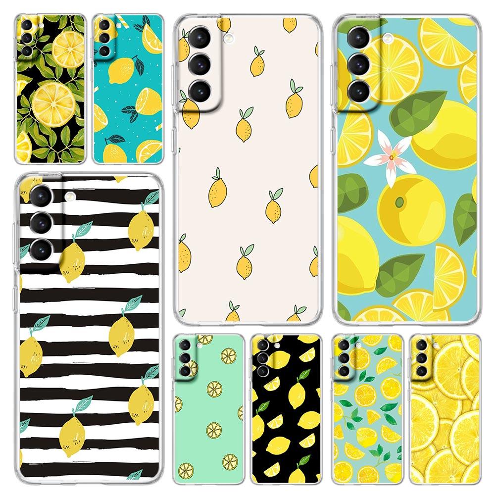 Mediterranean Lemon Phone Case For Samsung Galaxy S22 5G S20 Ultra S21 FE 5G S10E S9 S8 S10 Plus Note 20 10 Clear Silicone Cover