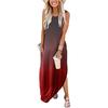 Women Casual Gradient Colours Pocket Long Dress Sleeveless Split Maxi Dresses