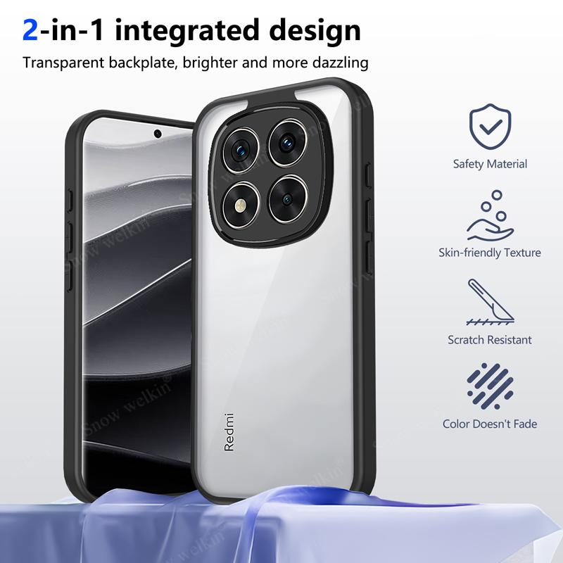 Przezroczyste Silikonowe Etui Dla Xiaomi Redmi Note 15 Note15 Pro Plus ProPlus Note15Pro + PC Tył Zderzak TPU Odporny na Wstrząsy Pokrowiec na Telefon
