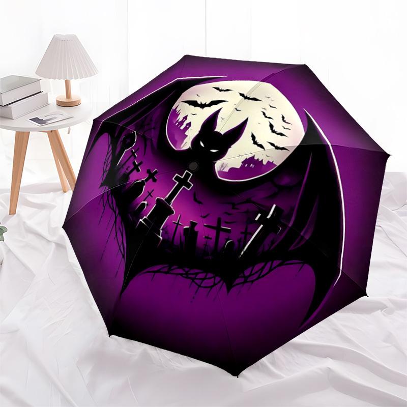 1pc Bat Graveyard Automatic Opening/Closing Umbrella with Operation & Windproof Canopy Yy260311041