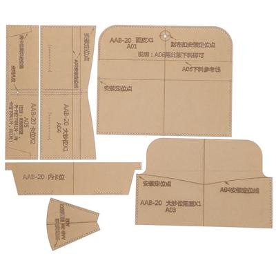6Pcs Acrylic Template Long Wallet DIY HandMade Leather Pattern Mold Craft Tools