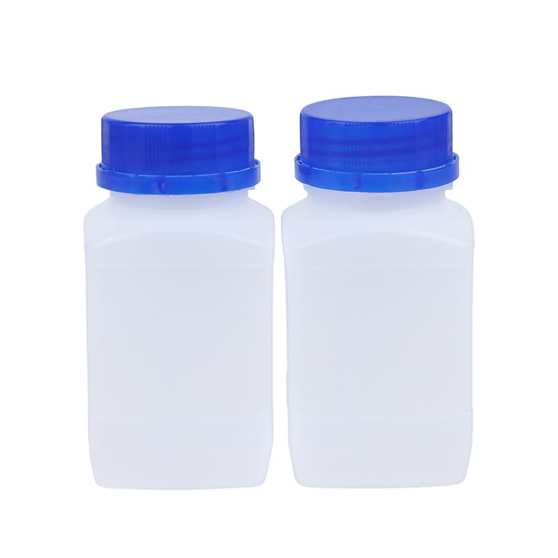 2 Piezas 250/500/800ml Blanco Plástico HDPE Vacío Cuadrado Botella Botella de Reactivo Laboratorio Muestras Frascos Antirrobo Azul Tapa de Rosca