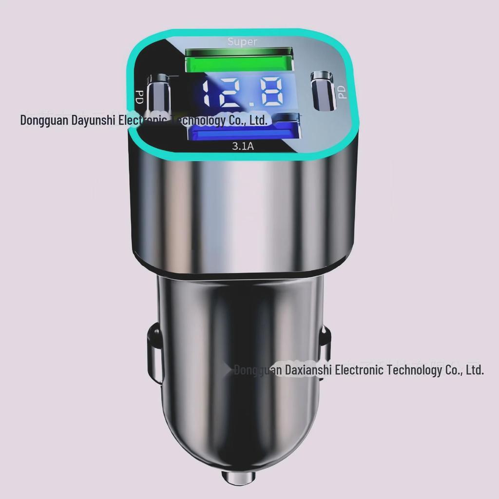 66W Multi-Port Car Charger with Digital Display and Fast Charging for Cigarette Lighter