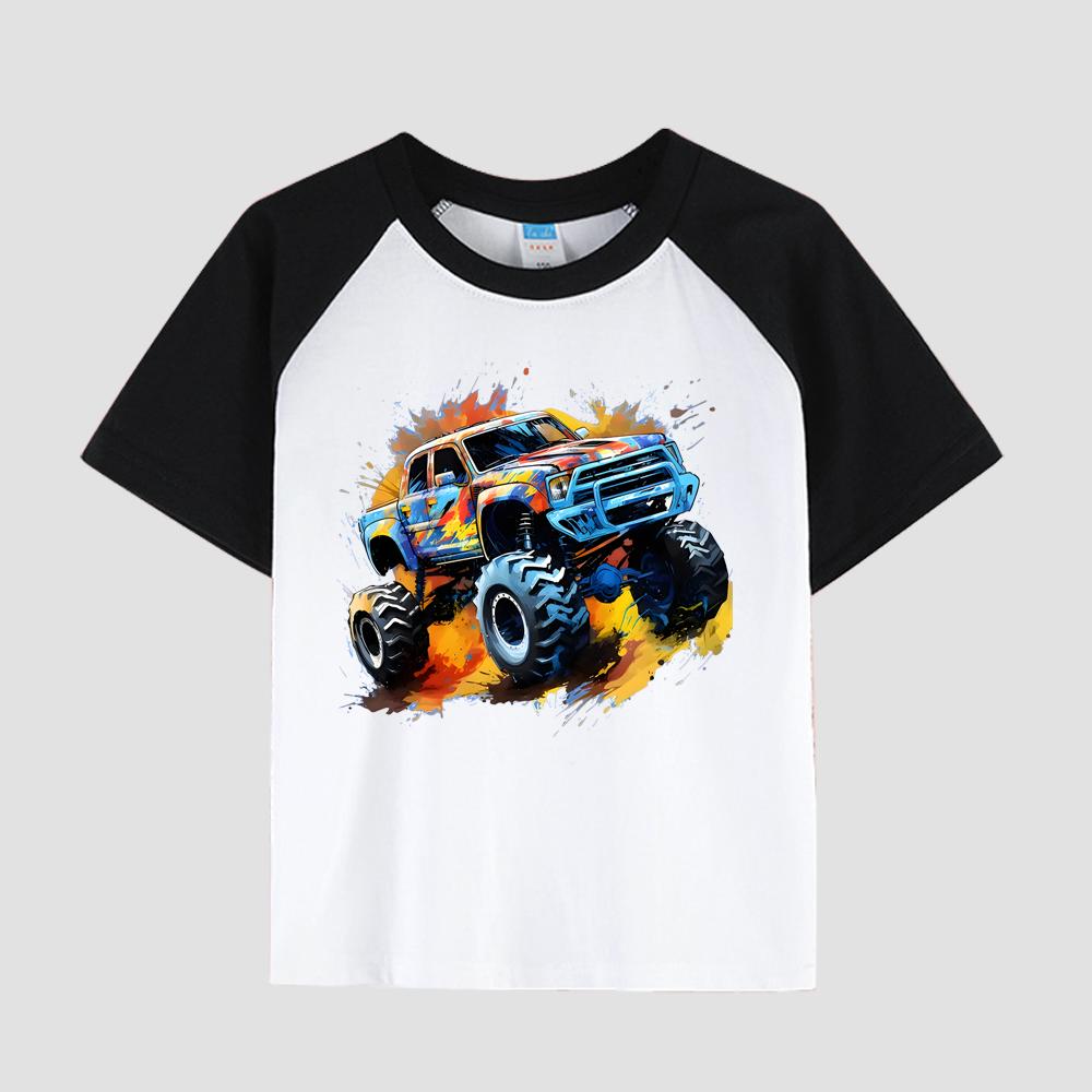 

Детская футболка с коротким рукавом, вставным плечом, круглым вырезом, хлопковая ткань, стильный повседневный топ для мальчиков на лето 150cm