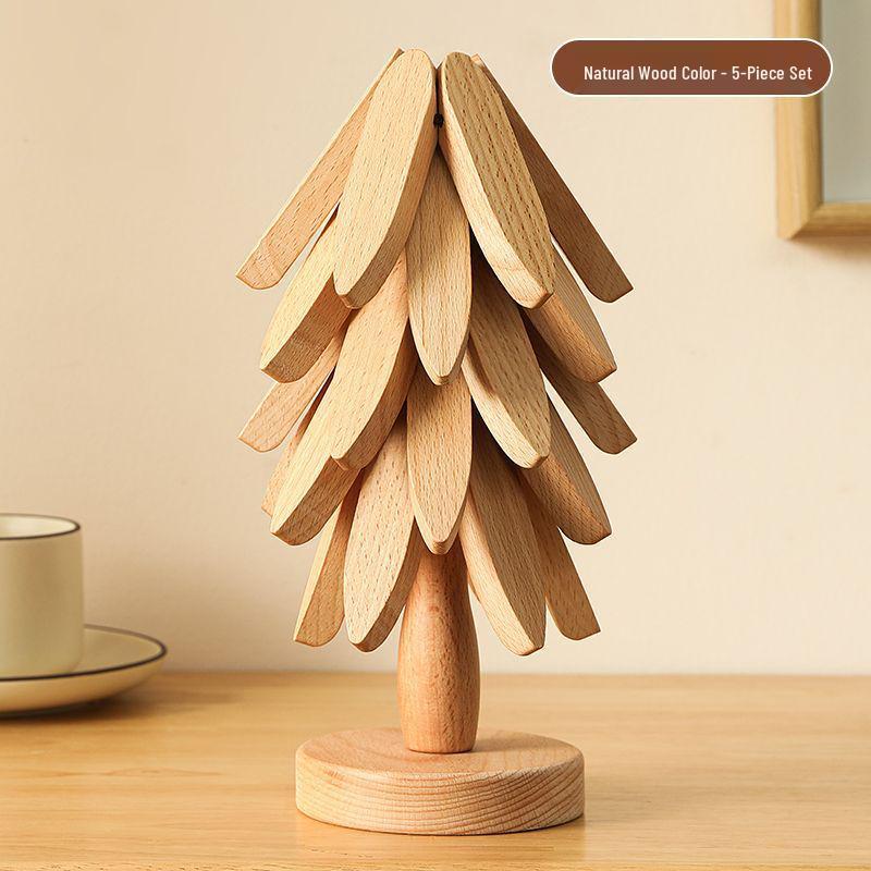 Christmas Tree Bamboo Insulation Pad: Creative Anti-Scald Pot Holder Coaster for Festive Table Decor