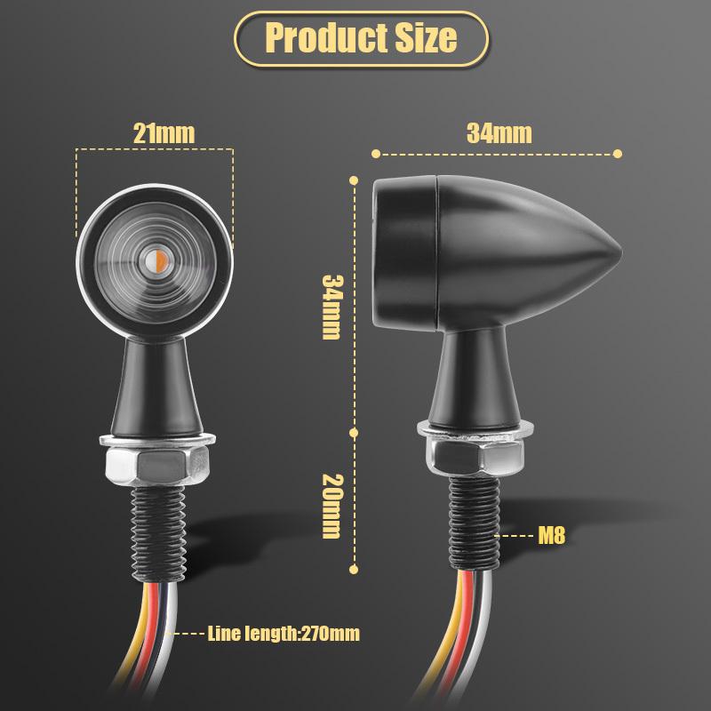 4 Wires E24 Motorcycle LED Turn Signals Light DRL Mini 8mm Retro Indicator Stop Lamp Flasher Blinker For Honda Suzuki Kawasaki