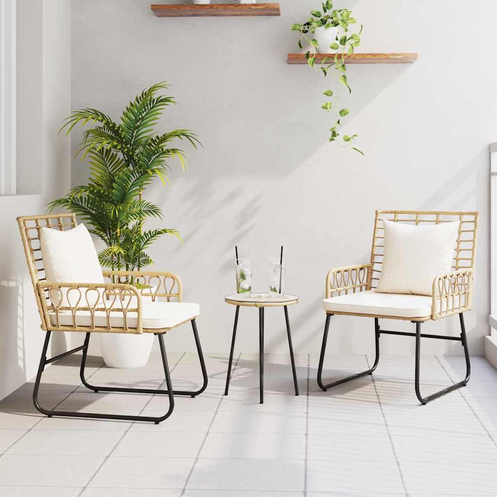 Garden Dining Set 3 Pcs Brown and Cream Poly Rattan
