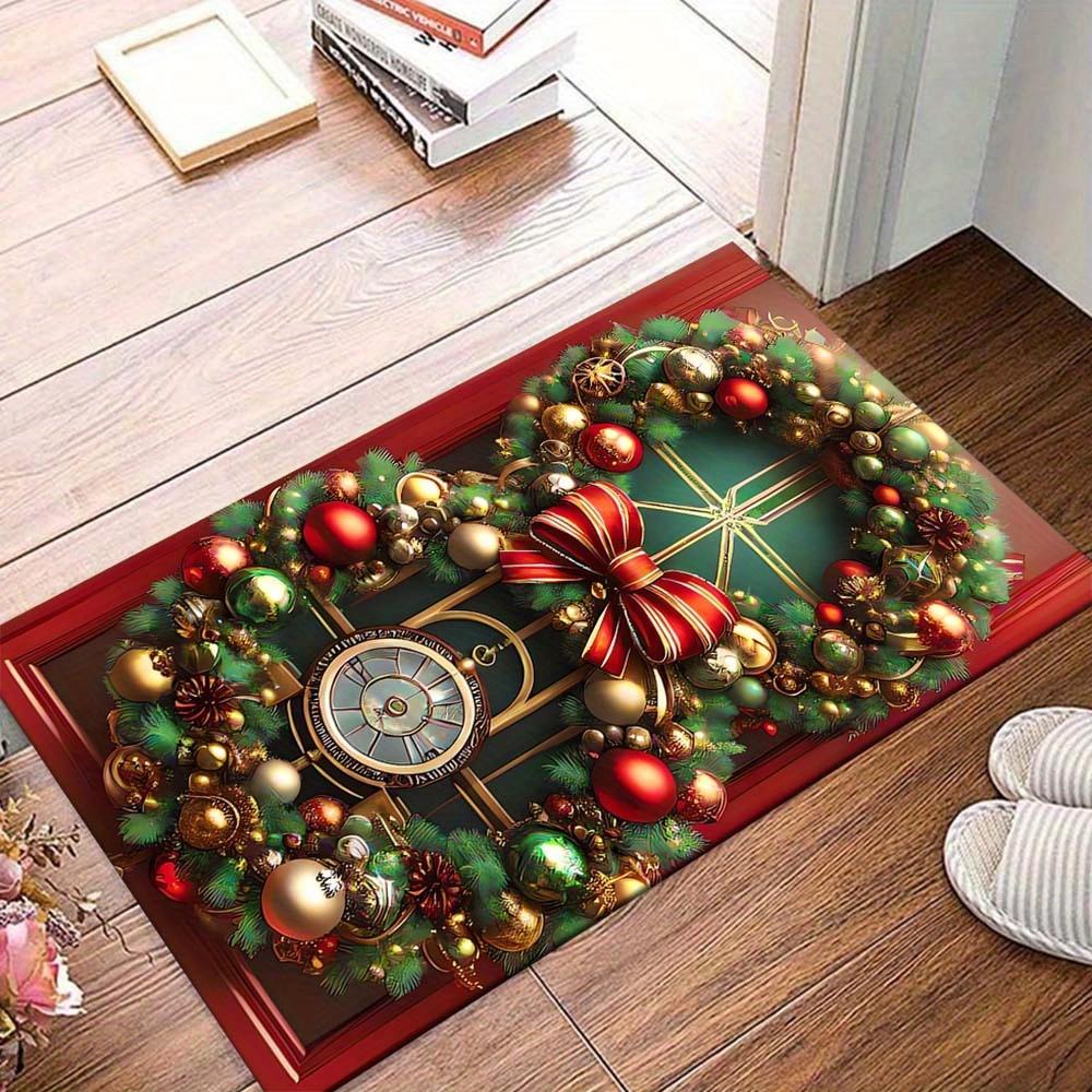

1pc Beautiful Christmas Wreath Area Rug, Slip-Resistant, Easy-Clean, Stain-Resistant, Perfect for Cozy Living Rooms, Bedrooms, Kitchens, Off 60cm by 90cm