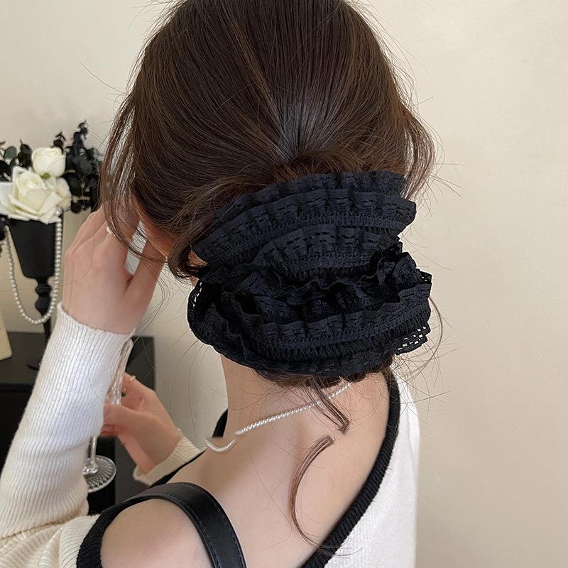 

Модная кружевная резинка для волос в виде толстой кишки, универсальная резинка для волос с ощущением высокого класса, для большого объема волос, ленивые аксессуары для волос