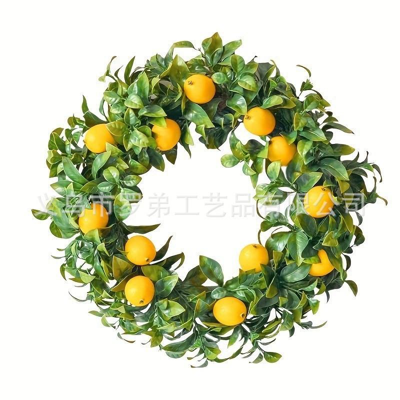 Artificial Lemon Peony Wreath Wall Hanging Decor Door Home Festival Party Decoration