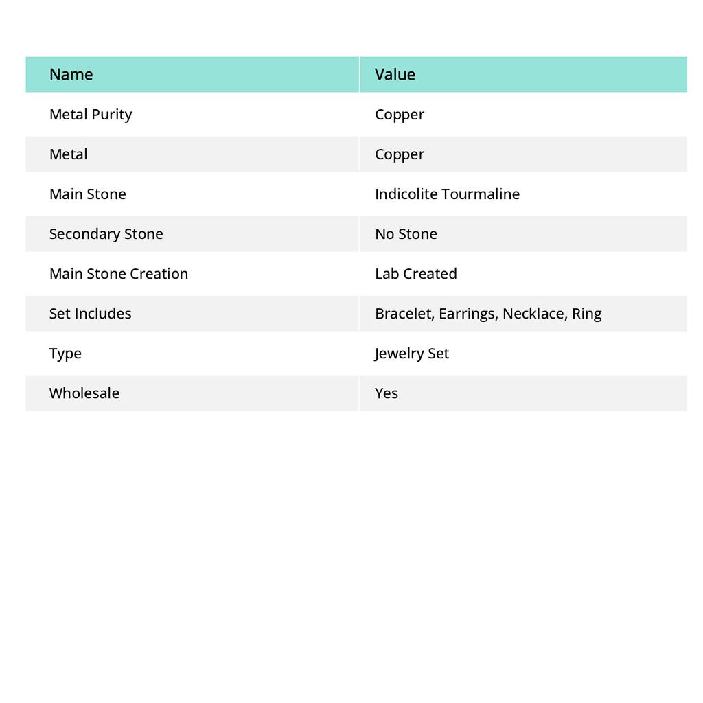 Indicolite Tourmaline Gemstone 925 Sterling Silver Jewelry Set