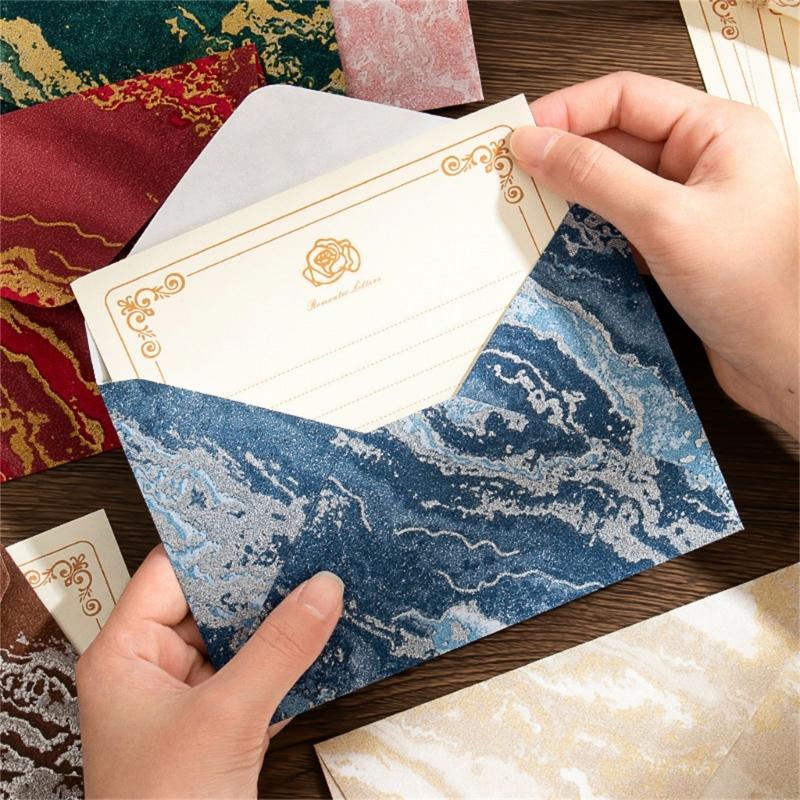 1 set kinesisk stil brevpapper och kuvert set Retro brevpapper med kuvert Skrivpapper för presentkort