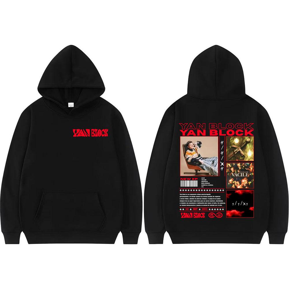 Rapper Yan Block Vacile Album 2025 Merch Hoodies Herren Damen Vintage Gothic Hip Hop Hoodie Langarm Lockeres Sweatshirt Streetwear