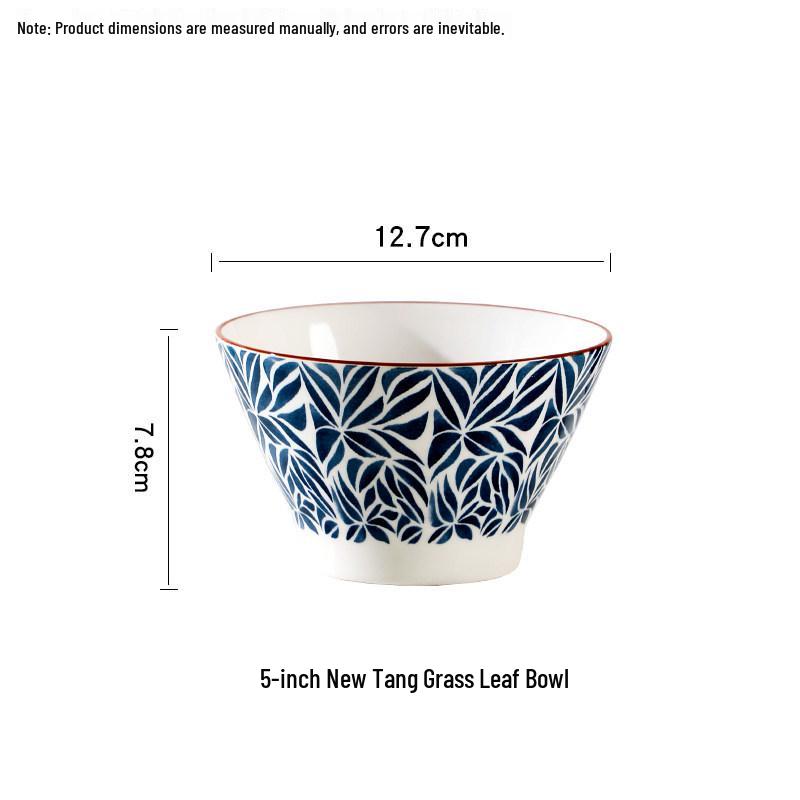 Set of 8 Japanese-Style 5-Inch Ceramic Rice Bowls for 2025, High-Footed Conical Hat Design for Home Use.