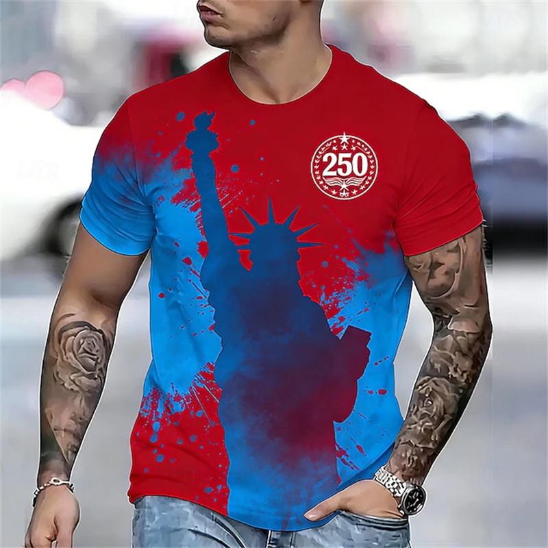 Sommer Herren 3D-Druck Rundhals-T-Shirt