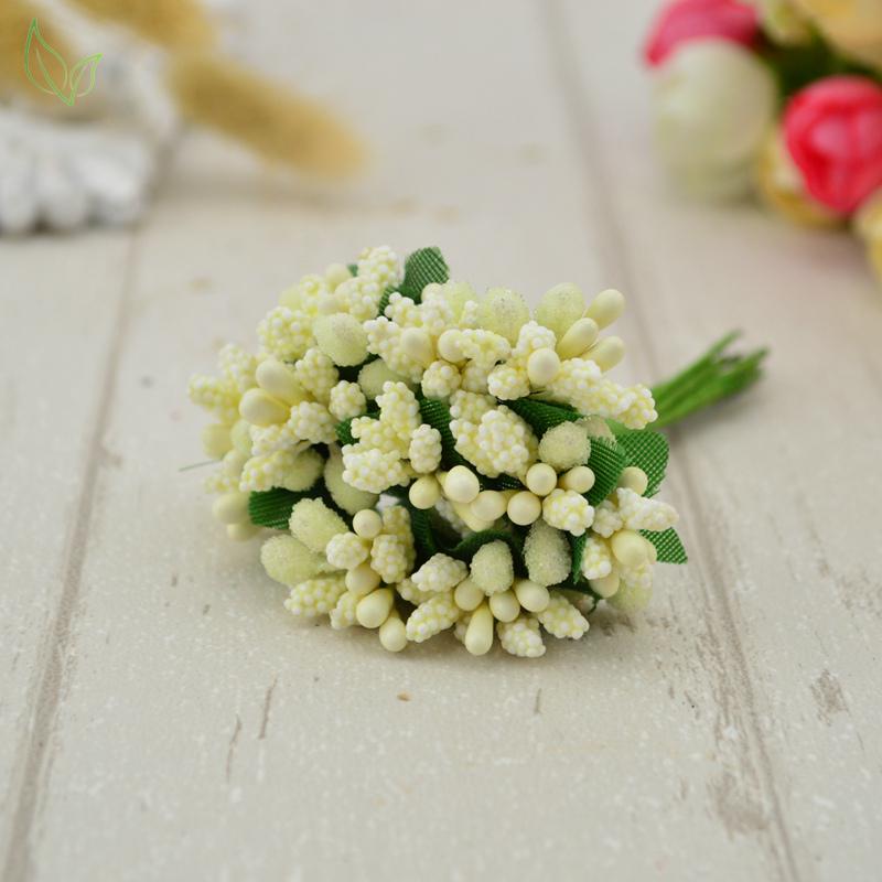 12Pcs/lot Artificial Flowers Stamen Handmade Cheap Wedding Decor Diy Wreath Needlework Gift Box Scrapbook Fake Flowers Ornaments