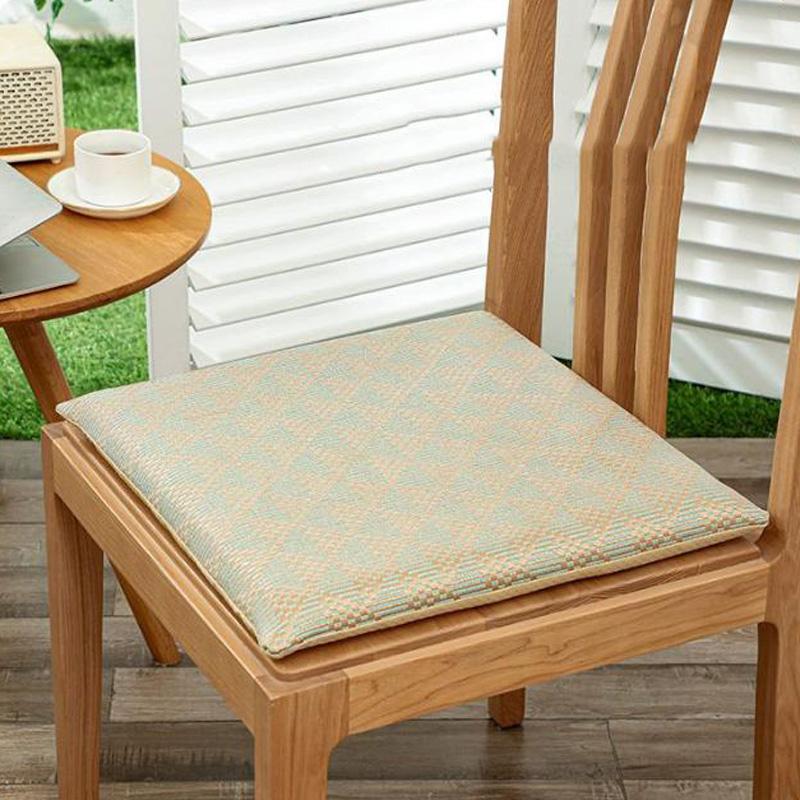 Summer Rattan Cool Cushion High Elastic Memory Cotton Dining Chair Mat Anti-slip Seat Cushion with Buckle at The Bottom
