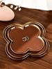 AhunderJiaz Light Luxury Ceramic Leather Storage Tray Desktop Jewelry Clover Display Tray Living Room Home Decoration