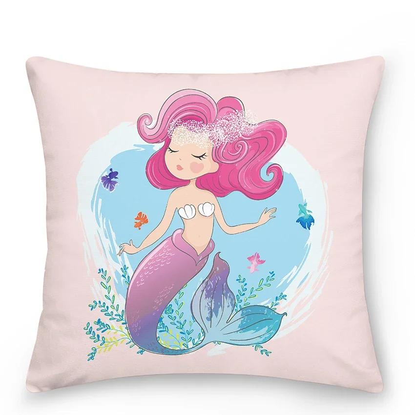 Home Decor Bedroom Car Cushion Cover Blue Dolphin Print Pillow  Mermaid    Sofa