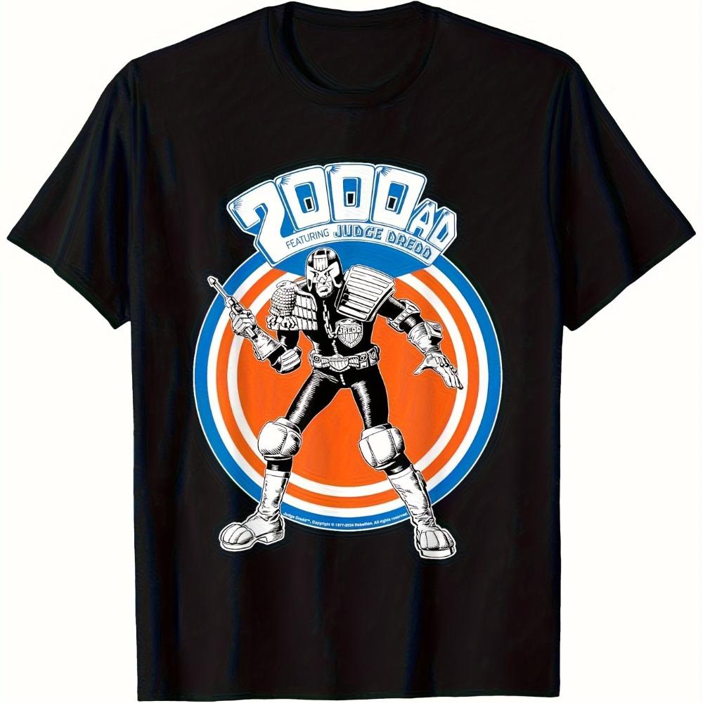 Men's Judge Dredd Comic Graphic T-Shirt Heavyweight 180gsm Vintage Judge Dredd Tee Men's T-shir