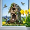 Fully Transparent Hand-painted Bird House Window Stickers, Living Room Balcony Glass Decorative Stickers
