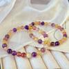 Retro Natural Crystal Wholesale Natural Color Duobao Bracelet Single Ring Bracelet Golden Hair Crystal Amethyst Strawberry