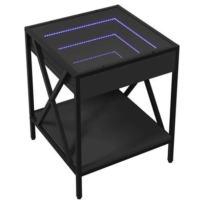 Nightstand with Infinity LED Black 40 X 40 X 49 Cm
