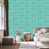 Polynesian Geometric Pattern Wallpaper Sea and Mint 50x1000
