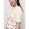 Za2025 Spring New Women Clothes String Decoration Creative Fashion Round Neck Short Sleeve Knitted Short Coat 3920148