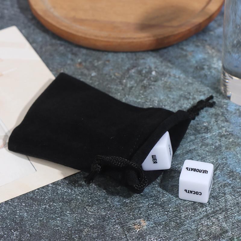 2Pcs Fun Acrylic Dice Love Sexy Dice Sex Dice Erotic Dice With Velvet Dice Bag