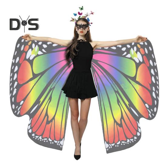 3Pcs/Set Butterfly Costume Women Wings Set Adult Girls Fancy Dress Cape Headband Lace Eyes Cover Carnival Party Accessories
