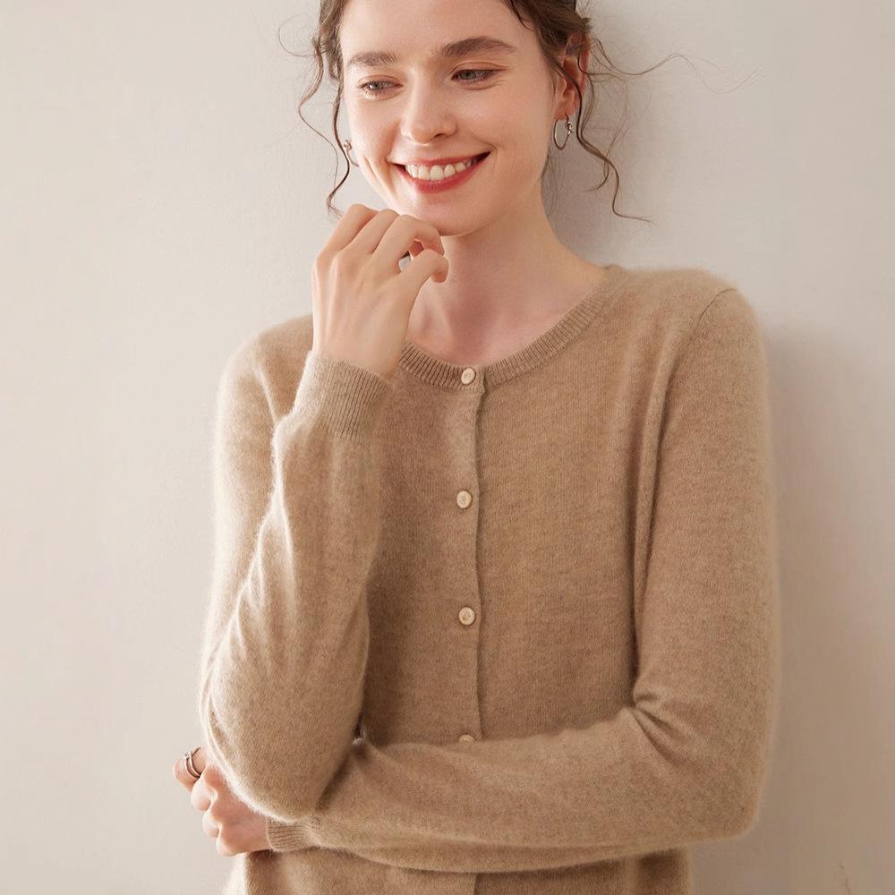 

Puyuan Women s Loose Fit Round Neck Cashmere Cardigan Sweater S
