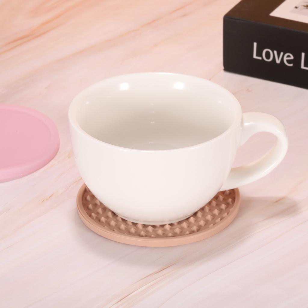 6pcs Silicone Drink Coasters with Holder Non-Slip Coasters Drinks Heat Resistant Cup Dish Drying Mat Tabletop Protection