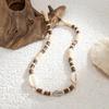 SHIXIN Minimalist Brown Wooden Bead Choker Necklace For Men Bohemia Adjustable Conch Scallop Short Necklace Male Neck Jewelry