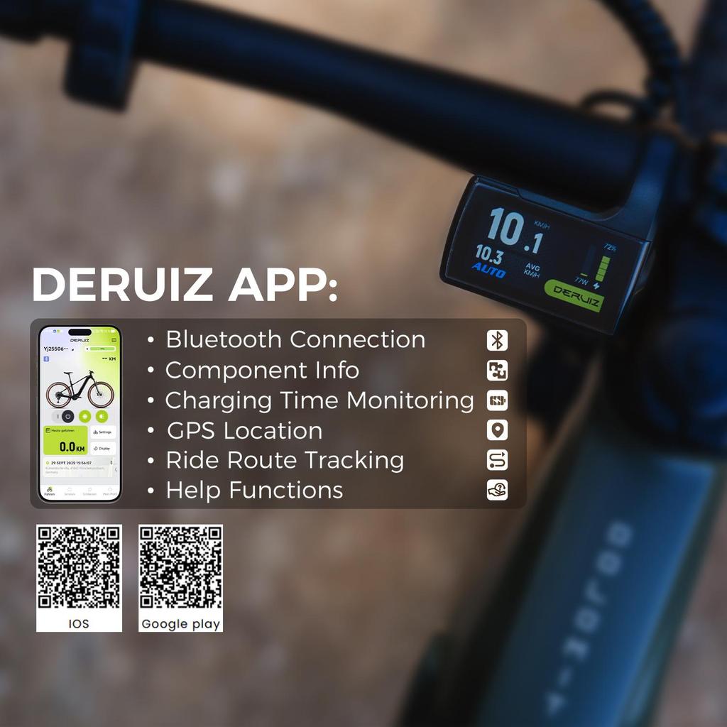 Elektrofahrrad DERUIZ Dolomit 29" 250W Mittelmotor MTB EBike, 720Wh Samsung Akku, Max. Reichweite 180km, Intelligenter Automatikmodus, 110Nm Drehmoment, Zuladung 150kg