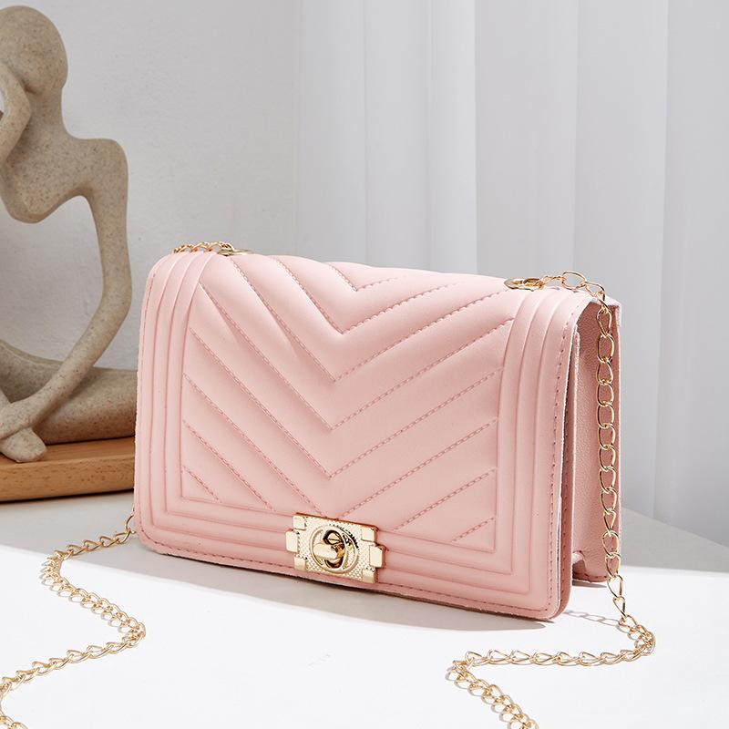 omen's bag new solid color embroidered lock chain small square bag casual mobile phone bag's