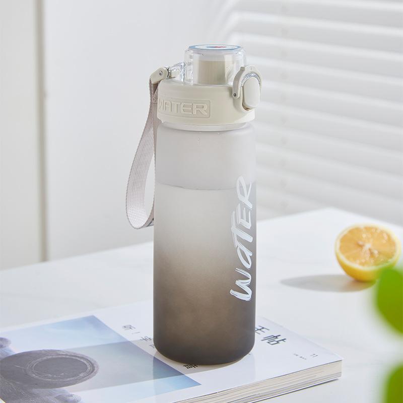 Water bottle gradual change frosted water cup direct drinking plastic cup portable portable bouncing cup lid outdoor fitness sports kettle water cup