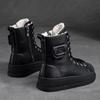 Johnature Winter Plüsch Warme Baumwollstiefel Echtes Leder Runde Zehen Dickbesohlte Kurze Damenstiefel