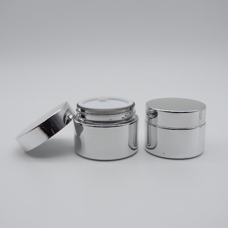20g Electroplated Silver Glass Cream Jar: Sealed Cosmetic Sample Bottle for Face and Eye Creams & Lotions