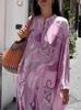 European & American Plus Size Loose Printed Lace-up Dress for Women - NQ6028