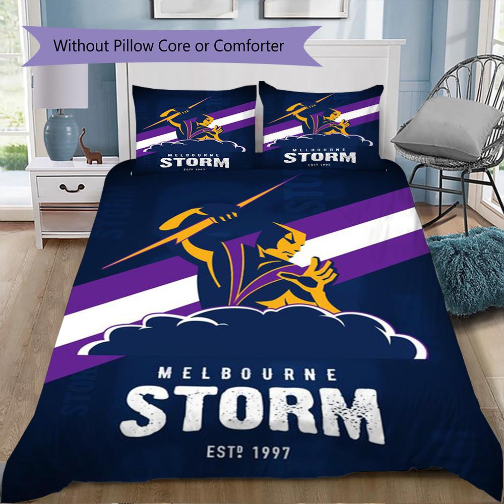 Melbourne Storm Print Pattern Bedding,Quilt Set Quilt Cover Pillowcase Home Birthday Gift (1*duvet Cover+2*pillowcase,without core)ZSJT0917326