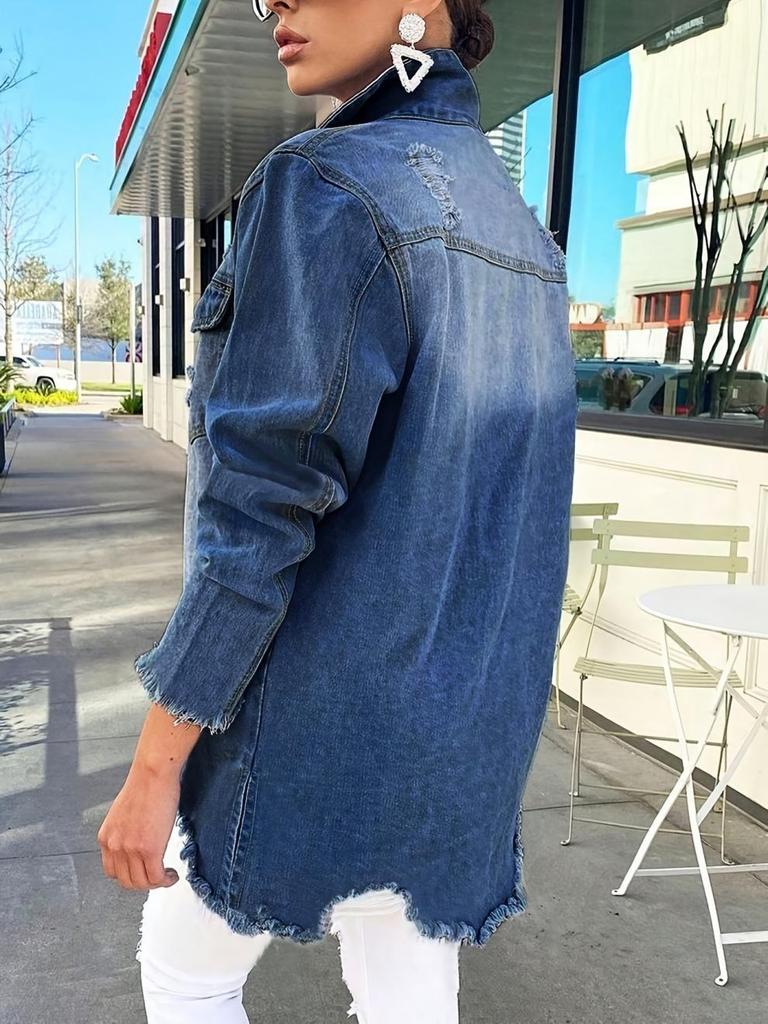 2026 New Arrival Women's Turn-Down Collar Denim Jacket, Single-Breasted Casual Coat - European & American Style