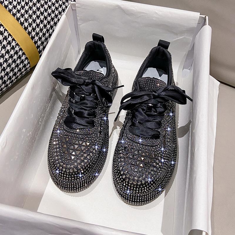 Fashion Luxury Designer Autumn Water Diamond Women Sneakers Thick Bottom Shining Crystal Casual Sports Shoes Trendy zapatillas mujer