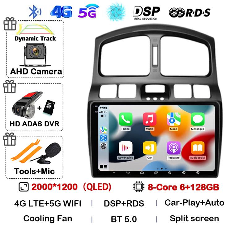 Android 14 Car Radio For Hyundai Santa Fe SM 2000-2012 For JAC S1 (Rein) 2007-2013 Multimedia Video Player Navigation Stereo DSP