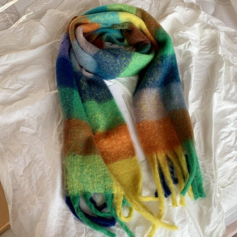 Thickened warm scarf women's winter versatile wool scarf soft waxy lengthened new shawl sense of quality