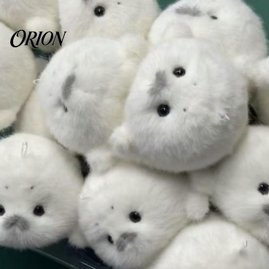 Holiday Stocking Stuffer Cute Baby Seal Plush Keychain, Soft Fluffy White Mini Bag Small Animal Charm, Stuffed Ocean Key Ring Accessory for